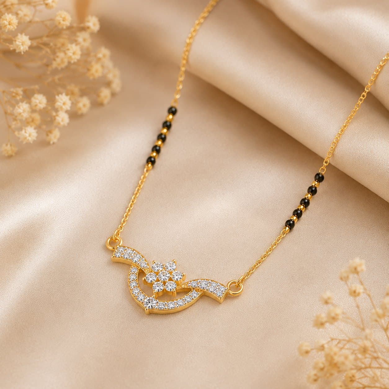 Elegant Gold Mangalsutra with Floral Pendant