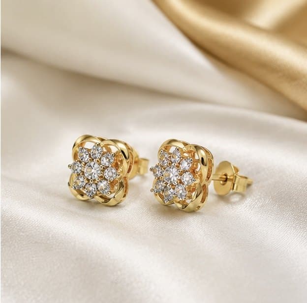 Floral Diamond Stud Earrings