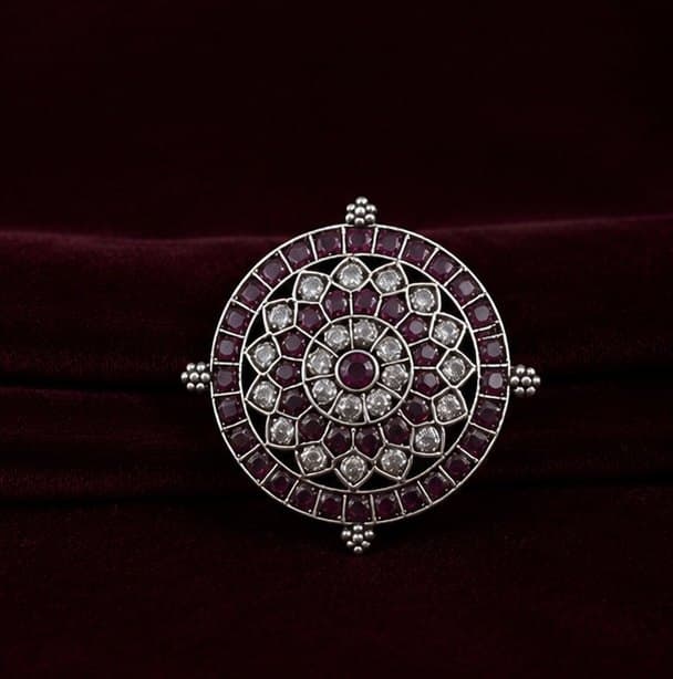Royal Ruby Silver Boriya Maang Tika